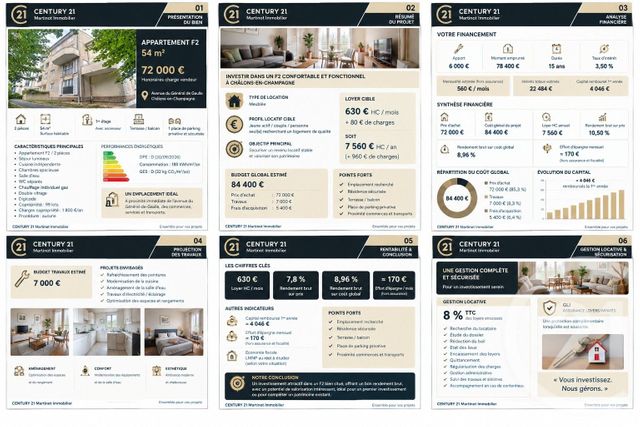 Appartement F2 à vendre - 2 pièces - 54.0 m2 - CHALONS EN CHAMPAGNE - 51 - CHAMPAGNE-ARDENNE - Century 21 Martinot Immobilier