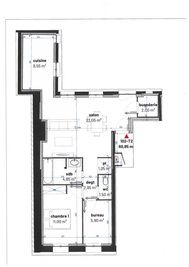 Appartement F3 à vendre - 3 pièces - 60.85 m2 - CHALONS EN CHAMPAGNE - 51 - CHAMPAGNE-ARDENNE - Century 21 Martinot Immobilier